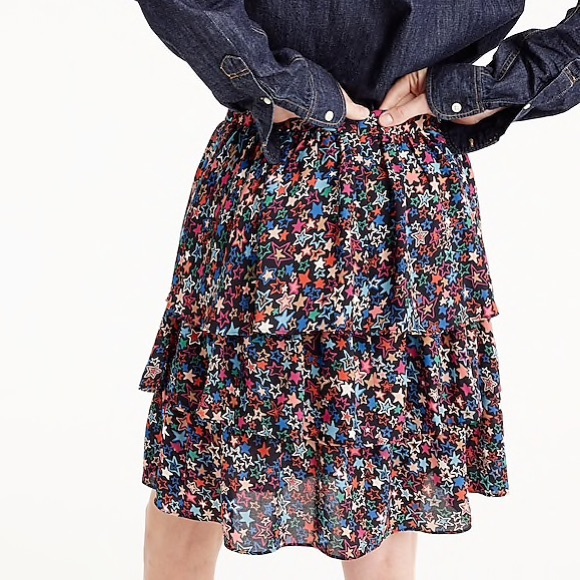 J.Crew Tiered Skirt in Kaleidoscope Star Print - Picture 2 of 5